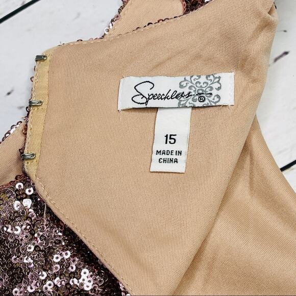Speechless Rose Gold Keyhole Sequin Dress - Picture 14 of 15